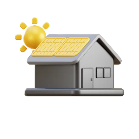 Haus mit Solarpanel  3D Illustration