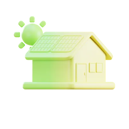 Haus mit Solarpanel  3D Illustration