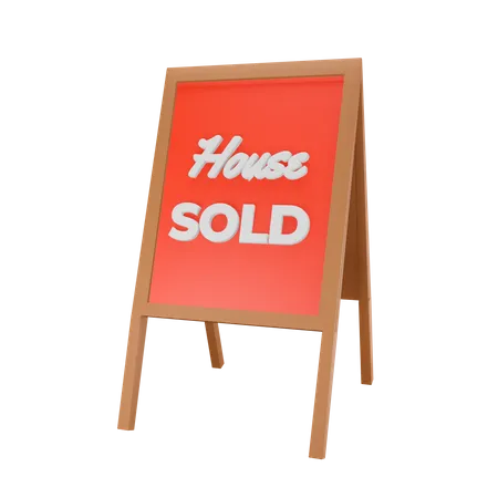 Haus verkauft standboard  3D Illustration