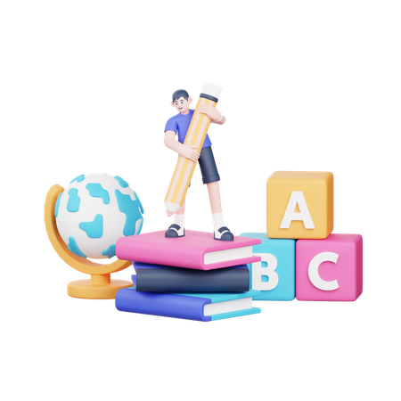 Hausaufgaben machen  3D Illustration