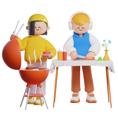 バーベキューディナー  3D Illustration