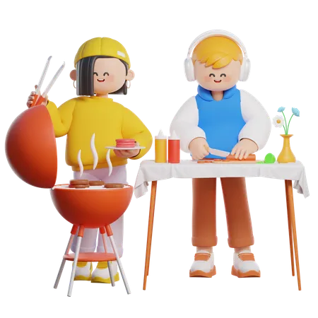 バーベキューディナー  3D Illustration