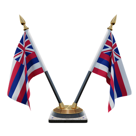 Hawaii Double (V) Desk Flag Stand  3D Icon