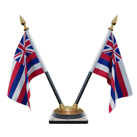 Hawaii Double (V) Desk Flag Stand  3D Icon