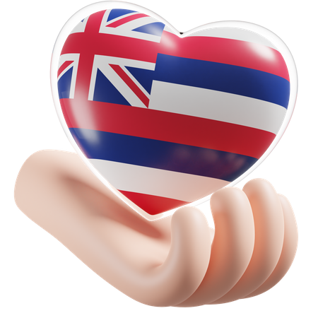 Hawaii Flag Heart Hand Care  3D Icon