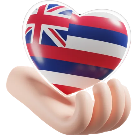 Hawaii Flag Heart Hand Care  3D Icon