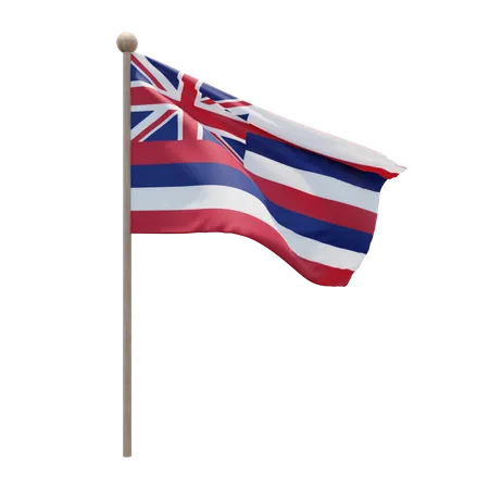 Hawaii Flag Pole  3D Flag
