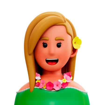 Hawaiian Woman  3D Icon