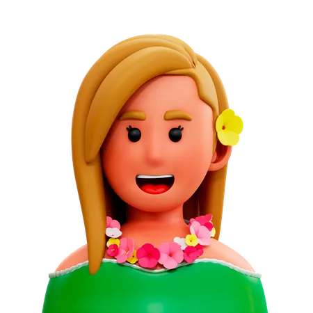 Hawaiian Woman  3D Illustration