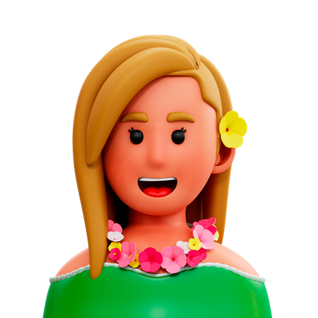 Hawaiian Woman 3D Illustration