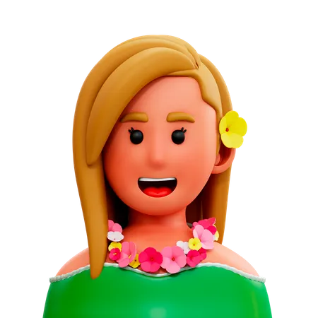 Hawaiian Woman 3D Illustration