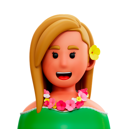 Hawaiianische Frau  3D Illustration