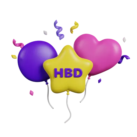 Cheerful Occasion Festive Balloons 3 D Render Icon 3D Icon