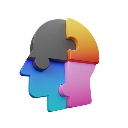 Head and Jigsaw 3D Icon