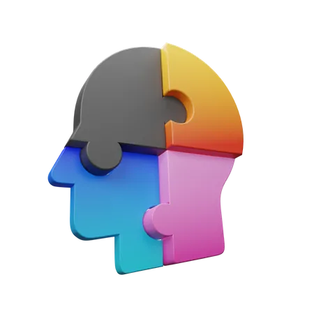 Head and Jigsaw 3D Icon