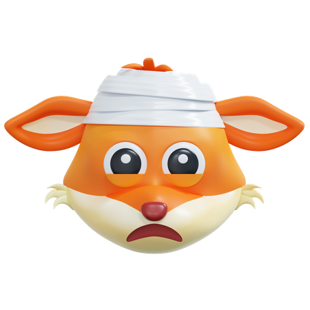 Head Bandage Fox Emoticon  3D Icon