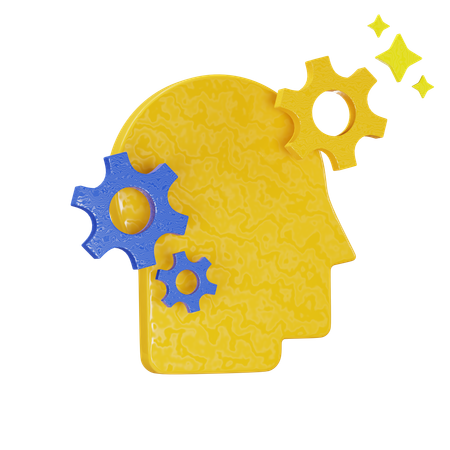 Head With Gear  3D Icon
