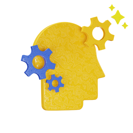 Head With Gear  3D Icon
