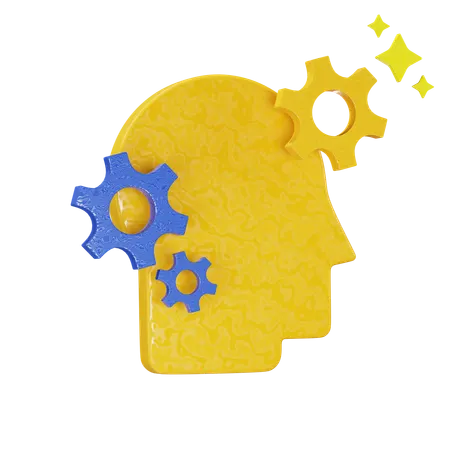 Head With Gear  3D Icon