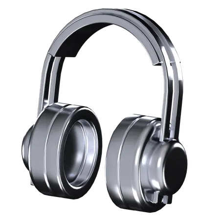 Headphone With Silver Color Illustration In 3 D Design 3D Icon