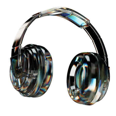 3 D Illustration Headphone Glass Dispersion 3D Icon