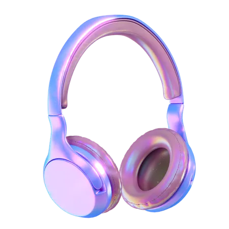 Headphone With Holographic Color Illustration In 3 D Design 3D Icon