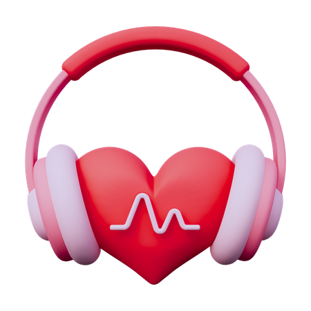 Headphone with heart  3D Icon