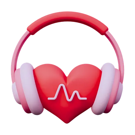 Headphone with heart  3D Icon