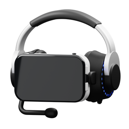 Headphone with VR box  3D Icon