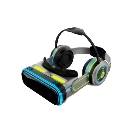 Headphone With Vr Box  3D Illustration