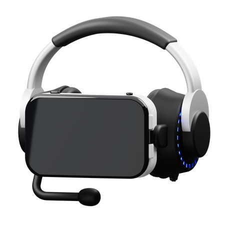 Headphone with VR box 3D Illustration
