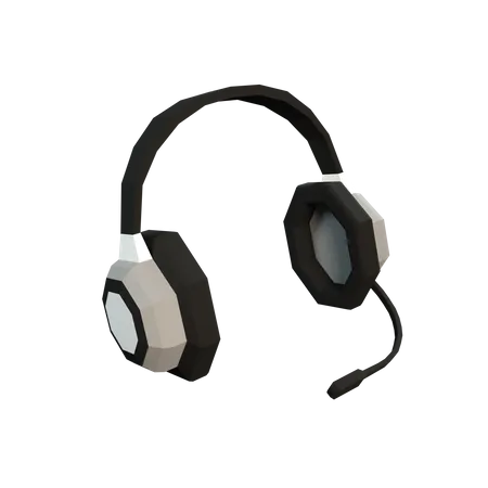 3 D Low Poly Headphones With Microphone 3D Illustration