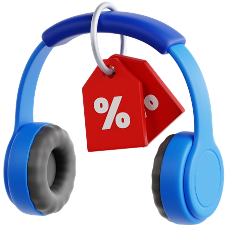 Headphones With Discount Tag  3D Icon