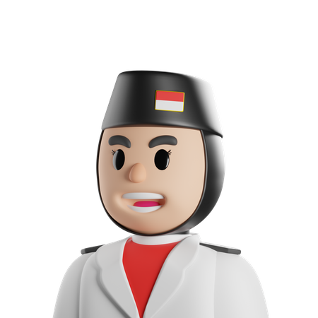 Headscarf Indonesian Flag Raiser Female  3D Icon