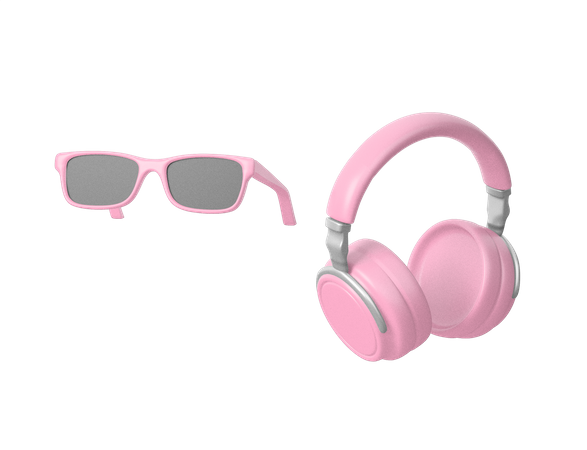 Headset und Schutzbrille  3D Icon