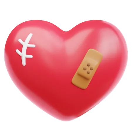 Heart With Wound And Plaster 3D Icon