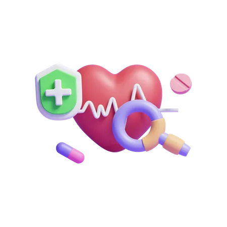 3 D Human Pulse Line With Human Heart And Medical Drug Or 3 D Hospital Equipment Symbols 3D Icon