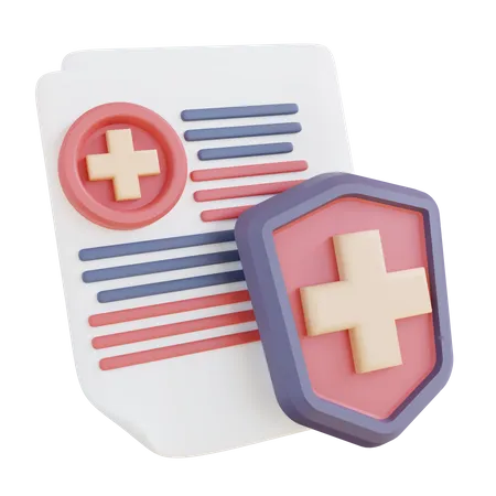 3 D Illustration Of Health Document Security 3D Icon