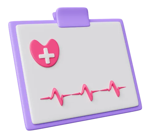 3 D Medical Checklist Paper Report With Pressure Heart Rate Isolated 3D Icon