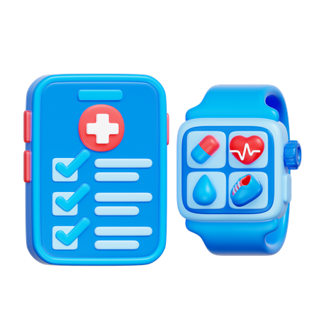 Health Report Smartwatch  3D Icon