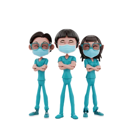 Health Workers standing together  3D Illustration