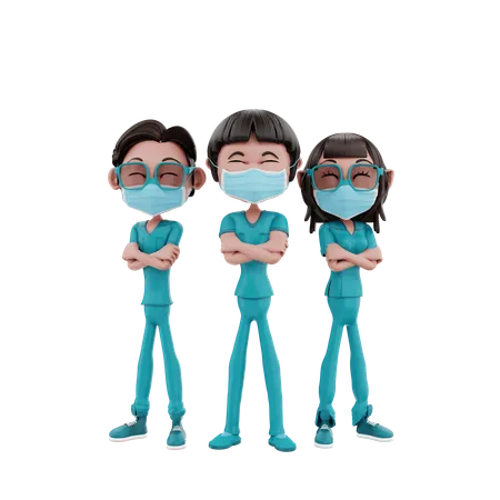 Health Workers standing together 3D Illustration