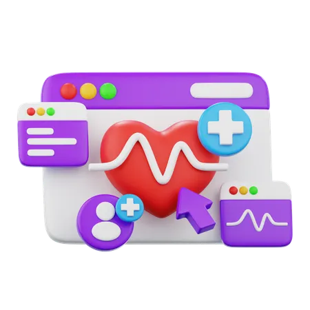 Healthcare Heart Monitor Dashboard  3D Icon