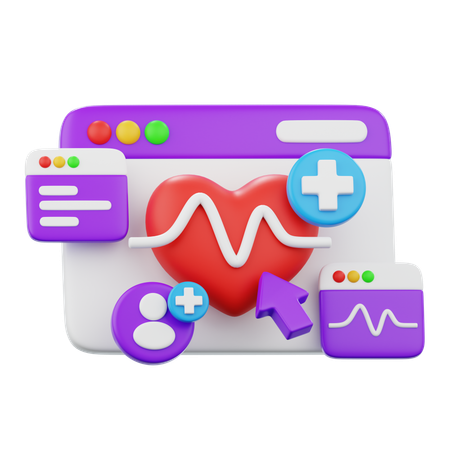 Healthcare Heart Monitor Dashboard  3D Icon