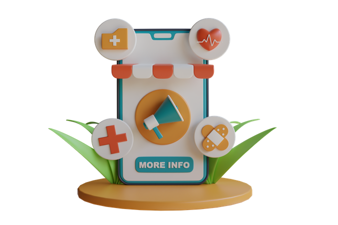 Healthcare Mobile App  3D Illustration