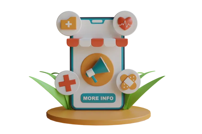 Healthcare Mobile App 3D Illustration