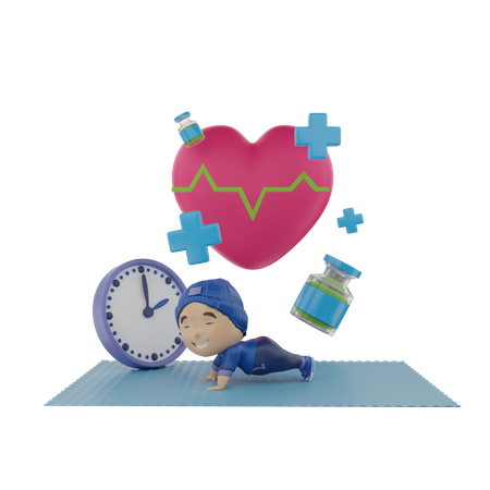 Healthy Boy with medicine  3D Illustration