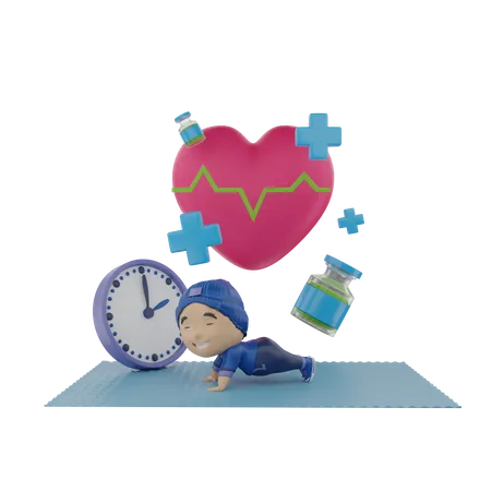 Healthy Boy with medicine  3D Illustration