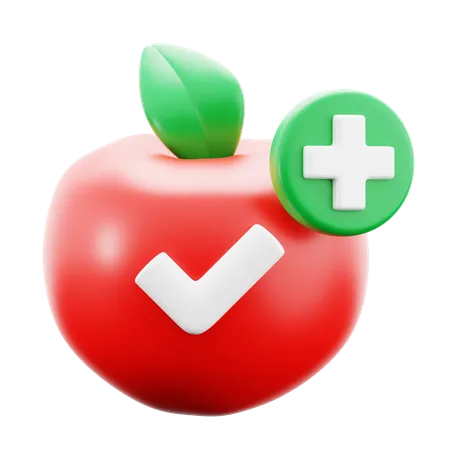 Fresh Apple Fruit With Healthy Symbol For Medical Food Nutrition Treatment Hospital 3 D Icon Illustration Render Design 3D Icon