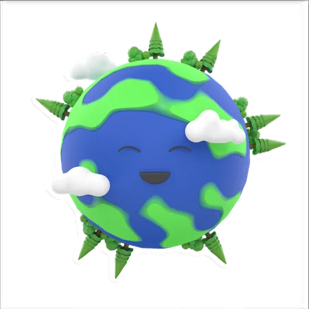 Healthy Earth 3D Illustration